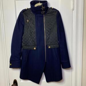 French Connection Navy Wool Coat 6 Gold Hardware Dark Academia Sailor Whimsigoth
